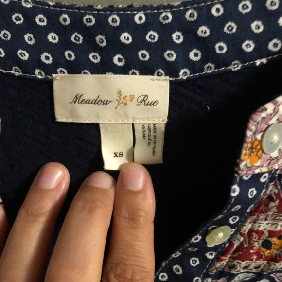 Meadow Rue Anthropologie Bib‎ Top Navy Size Xs - Picture 6 of 8